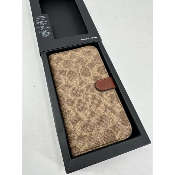 COACH NEW YORK Folio Wallet Detachable Case For Apple iPhone 15 Pro Max (Tan) - Picture 1 of 9